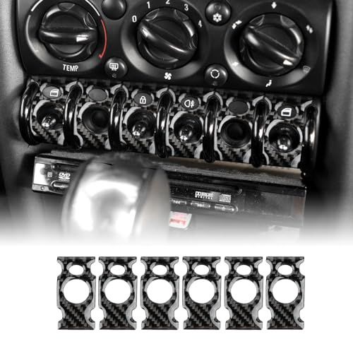 for MINI R50/R53 2001-2006 Accessory Headlight Switch Panel Cover Black | KUNGKIC Carbon Fibre Interior Trim Self-adhesive Decal Auto Parts RHD