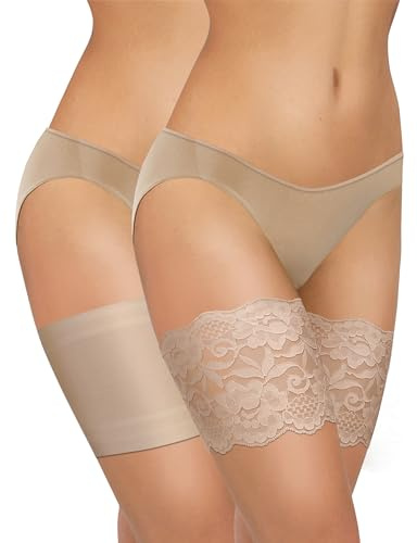 sesto senso 2 Paar Oberschenkelbänder Spitze und Glatt Sexy Elastische Anti-reibung mit 4 Silikonstreifen