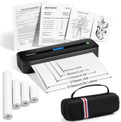 Phomemo M832 Stampante Portatile Termica A4, 300 DPI, 4 Rotoli Carta Termica, Senza Inchiostro, Compatibile con Smartphone Android & iOS