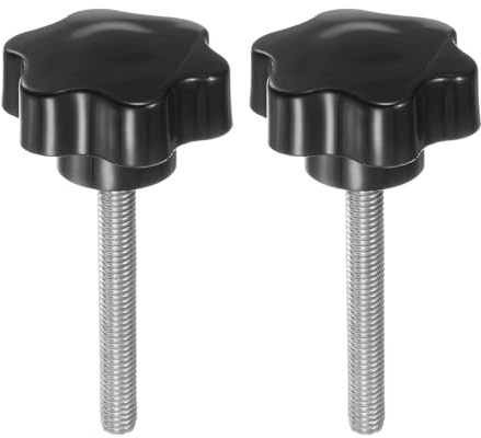 QUARKZMAN 2 Stück Rändelschrauben mit Sterngriff M8 x 60mm x 46mm Sterngriffschraube Kunststoff Knopf Edelstahl 304 Gewindebolzen Klemmschraube Sterngriffmutter Klemmknopf für Maschine