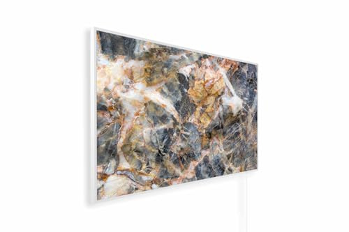 Pannello riscaldante decorativo Könighaus 800 Watt - ultrasottile - 11-21 | cornice bianca, Motivo: 08. Pietra naturale, 5 anni di garanzia, doppia protezione dal surriscaldamento