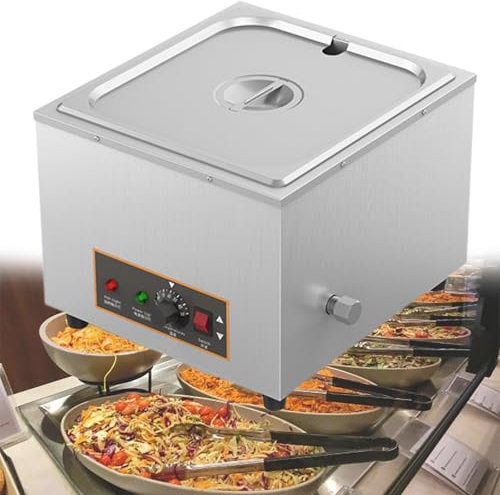 GESAIDES Scaldavivande Commerciale, Tavolo Elettrico a Vapore da 1000 W, Scaldavivande Professionale in Acciaio Inox per Buffet, per Catering e Ristoranti,A