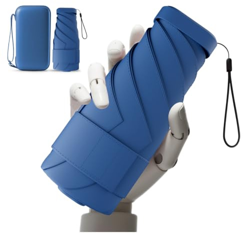 Mini-Reiseschirm, umweltfreundlich, kompakt & leicht passt in jede Tasche | Ultra-leicht 195g, faltet auf 14cm mit Etui. Regen- & UV-Schutz. Passt in Handtasche, Rucksack, Jackentasche.