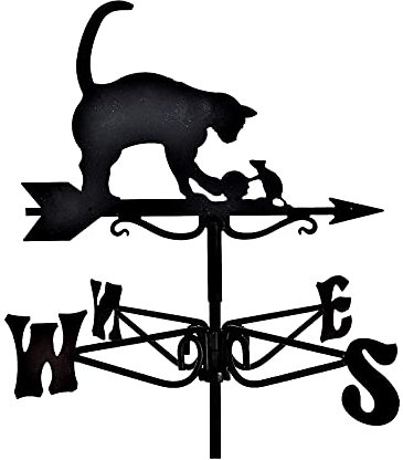 LYDSB Banderuola per Giardino Banderuole Gatto e Topo Paletto da Giardino in Acciaio Inox Strumenti di misurazione Indicatore della direzione del Vento per Patio Decorazione Ornamentale