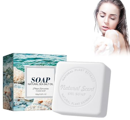 Hppsctink Sapone al sale marino, 100g Sapone per il corpo al sale marino naturale, Deterge delicatamente viso e corpo, Pelle del corpo liscia, Pulizia profonda,soap