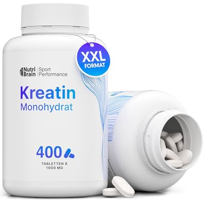 Creatina Monohidratada 3000 mg – 400 comp (3-4 meses) | Mejora Fuerza, Masa Muscular, Resistencia, Recuperación, Energía y Agilidad Mental | Vegano, Sin Gluten, No OGM | Para Hombre y Mujer