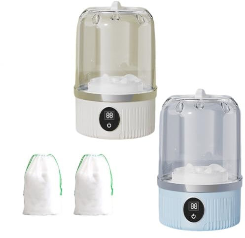 Minilavadora Portátil for Viajes: Impermeable, Recargable Y Con Control Táctil. Lavadora Inalámbrica De 3000 Mah for Ropa Interior, Sujetadores, Calcetines Y Ropa Interior(Blue+White)