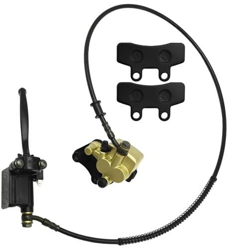 MospdyGear Front Disc Brake Master Cylinder Caliper Assembly With Brake Pads, Replacement for 50cc 70cc 90cc 110cc 125cc 150cc Dirt Bike Pit Bike
