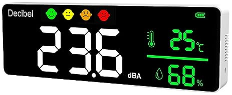Decibelímetro Instrumento De Medición De Ruido Medidor De Sonido De Decibelios Digital Medidor De Temperatura Medidor De Humedad Detector 3 En 1 Probador Montado En La Pared Interior
