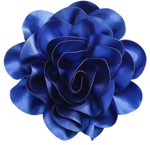 CREATCABIN Broche de Flor Grande de 20cm, Broche de Camelia Extragrande Azul para Ropa, Broche de Solapa de Tela Satinada Extraíble para Mujer, Vestidos, Bodas, Fiestas, Banquetes, Accesorios de 20cm