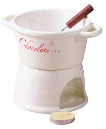 Quorvex Schokoladen Fondue Tasse - Keramik Zum Schmelzen - Tragbares Schokoladen Hot Pot Becher Set | für Valentinstag Geburtstagsfeier Hochzeitsessen Dessert Soße Käse Paare Erwachsene Köche