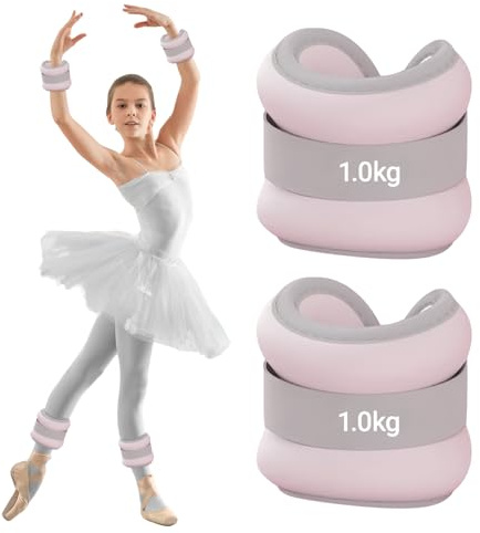 Justerbara ankelvikter, handledsvikter ankelvikter set om 2 (1,0 kg vardera), viktmanschetter, ankelvikt lämpliga för nybörjare och barn, perfekt för pilates, yoga, yoga yoga (rosa)
