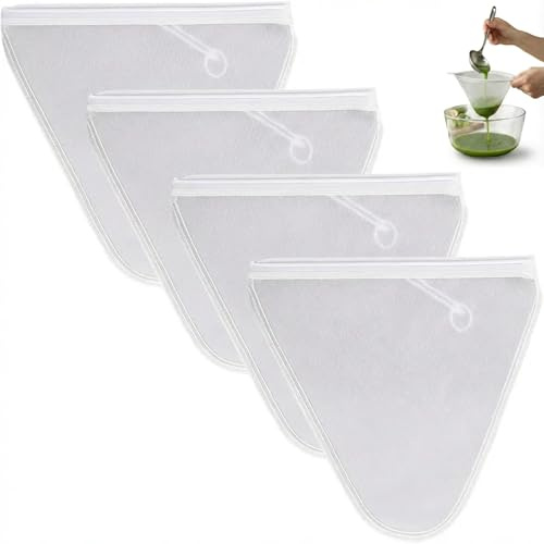 4-Pack Nut Milk Bag, 30x30 cm Reusable Filter Bags, Fine Mesh Strainer Bag for Kitchen Cooking and Liquid Filtration
