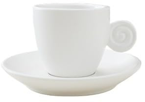 DMLAYHP Tazzine da Caffè Set di tazze e piattini da caffè nero da 90 cc for il tè in ceramica(Matte White)