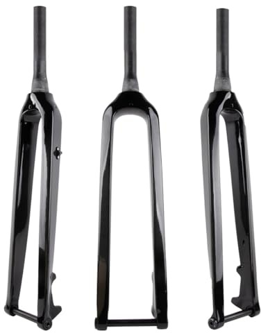 HZXQCVB 26/27,5/29'' Horquilla Rígida MTB 1-1/8'' Tubo Recto/cónico Bicicletas De Fibra De Carbono Horquilla Delantera Freno De Disco 15X100mm Eje Pasante Cableado Interno(Tapered Glossy Black,26'')