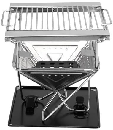 Leftwei Bärbar Grillgrill, 304 Rostfritt Stål 3 Nivåer Höjdjustering Fällbar Kolgrill för Matlagning Utomhus Camping Vandring Picknick Trädgård Strandfest Grillredskap