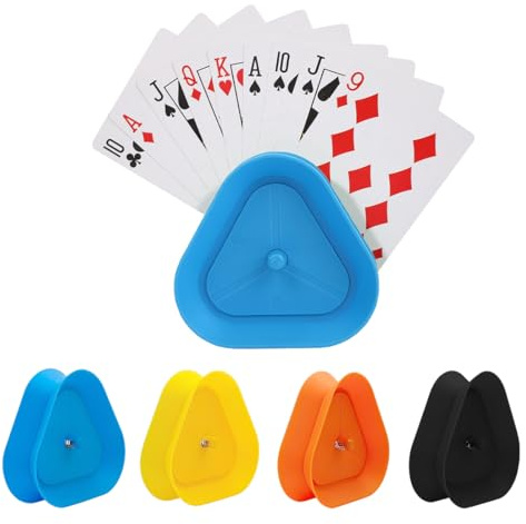 4 Stück Kartenhalter Kinder, Dreieckiger Kartenhalter Spielkarten, Card Holder, Spielkartenhalter, Spielkartenhalter Kunststoff Wiederverwendbar, für Erwachsene und Kinder Senioren