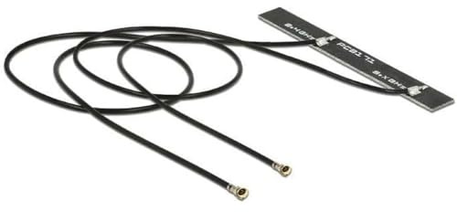 DELOCK WLAN Double Antenna 2 x MHF IV/HSC MXHP32 Compatible Connector 802.11 ac/a/h/b/g/n 5 dBi 250 mm PCB Internal Adhesive Mounting