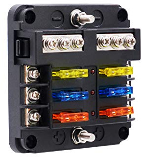 BlueFire 6 Way Blade Fuse Box Fuse Box Holder Standard Circuit Fuse Holder Box Block with LED Light Indication & Protection Cover for Car Boat Marine Trike Car Truck Vehicle SUV Yacht RV