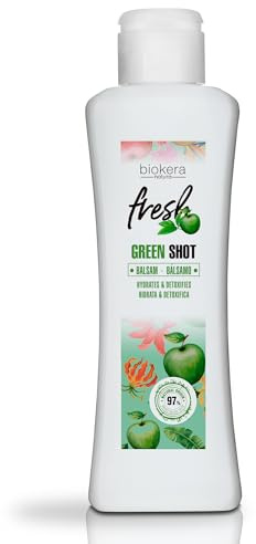 SALERM - Acondicionador Pelo - Green Shot Bálsamo Biokera Fresh - 300 ml - con Manzana, Té Verde, Menta y Aloe Vera - Hidrata y Detoxifica el Cuero Cabelludo - Sin Sulfatos ni Parabenos - Vegano