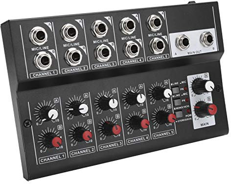 Mixer portatile a 10 canali, stereo Amplificatore microfono Console per piccoli studi e home karaoke.(EU)