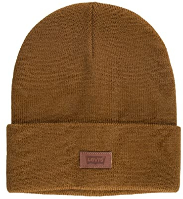 Levi's all- Season Hero Beanie Soft Knit Cuffed Winter Hat, Warm & Comfortable Everyday Style Berretto, Marrone Chiaro Tinta Unita, Taglia Unica Unisex-Adulto