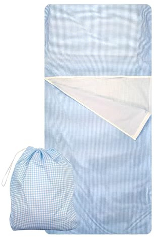Panini Tessuti Ensemble de Jardin d'enfants, Sac de Couchage d'été et Pochette pour Les bébés de 2 à 6 Ans - Tissu 100% Coton - Made in Italy (Square Bleu Kindergarten Set)