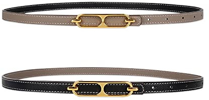 LumiSyne Cinturón De Cuero Para Mujer Reversible Bicolor Delgado Hebilla De Alfiler Cinturones Ajustables Decoración Pretina Para Jeans Vestidos Abrigo Pantalones