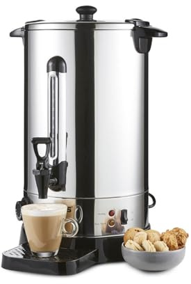 Geepas Electric Catering Urn, 1650W Instant Hot Water Boiler Dispenser - Tea Urn Kettle Home Brewing Commercial or Office Use with Keep Warm- Easy Pour Tap, 20 Litre, Stainless Steel – 2 Year Warranty