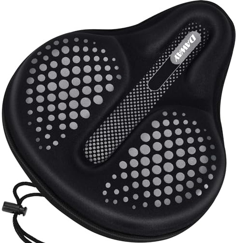 DAWAY Housse de siège de vélo d'exercice confortable - C6F Large coussin de selle de vélo rembourré en mousse souple et gel pour femme homme, adapté pour peloton, VTT, vélos d'intérieur et d'extérieur