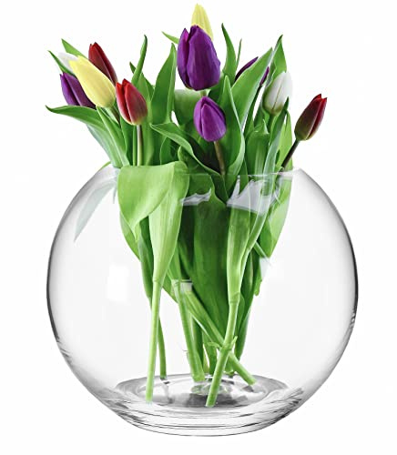 SOLAVIA Vase Round Large Glass Fish Bowl Container For Flowers 3 litres H22cm D14cm Sphere Home Décor Housewarming