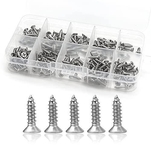 Lot de 200 vis autotaraudeuses autotaraudeuses en acier inoxydable M3 petites vis à tête fraisée 3 x 12 mm