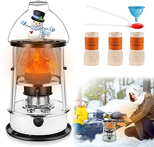 4.5L PetroleumStrahler für Innenräume, 360 ° Surround Heizung, Effizienter Tragbarer Badezimmer Petroleumheizung, für Camping Zeltheizung Kochen mit Löschautomatik und 3 Docht (Weiß)