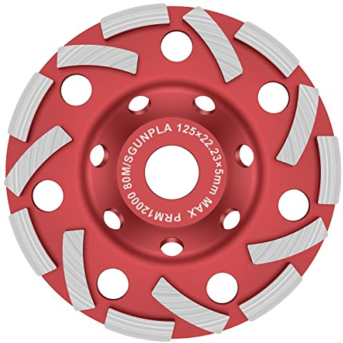 125mm x 22,2mm Diamond Grinding Disc 5 Inch 12 Segs Abrasive Cup Wheel Wear Resistant Diamond Sanding Wheel Angle Grinder Disc for Concrete Stone Gypsum Marble Ceramic Tile