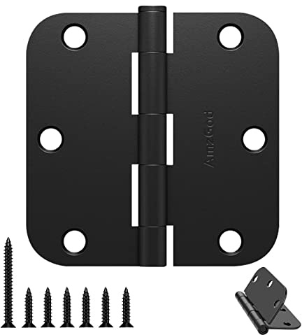 AmzGod Door Hinges Matte Black - 30 Pack Black Door Hinges 3.5 Inch Rounded Interior Door Hinge with 5/8 Radius Corners - Black Hinges for Doors 3 1/2 Inches Flat Iron Residential Door Hardware