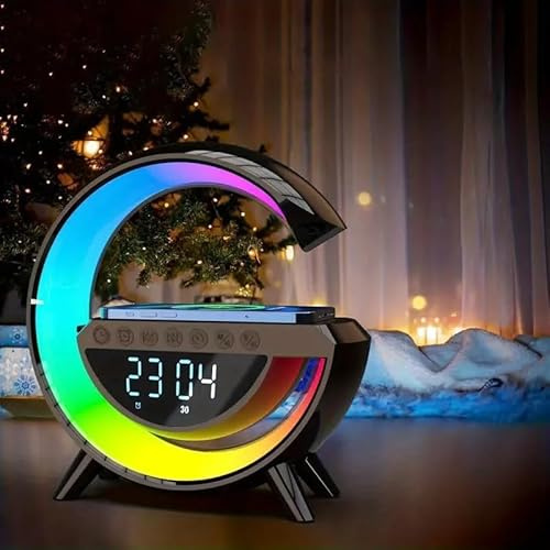 Lampada con Ricarica Wireless, Altoparlante Bluetooth, Sveglia, Lampada Led - Audio di Alta Qualità e Funzionalità Multifunzione per un'Esperienza Immersiva