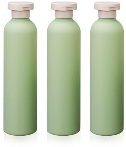 Harewu 3Pcs 8.8oz Flip Top Squeeze Bottles,Reusable and Refillable Leak Proof Travel Bottles,For Lotions,Facial Creams,Shampoos,Hair Conditioner (Green)