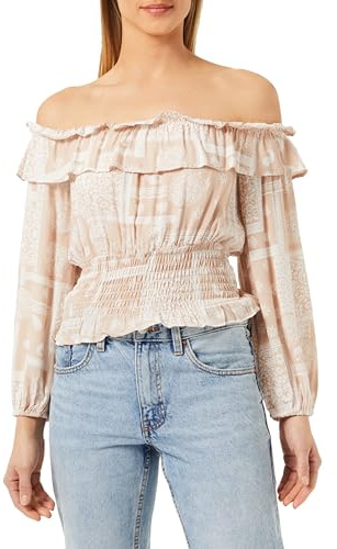ESHA Carmenblus för kvinnor, beige vit, S