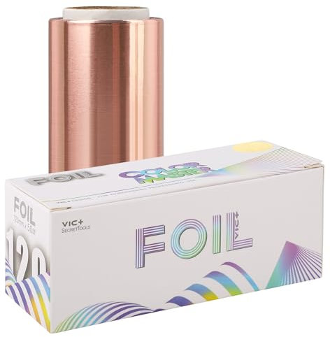 Segbeauty Papier Meches Coiffure, Aluminium Meches Cheveux, Rouleau d'Aluminium pour la Coloration des Cheveux, avec Cutter Intégré, Appareils et Outils de Coiffure (120mm X 50m, Or Rose)