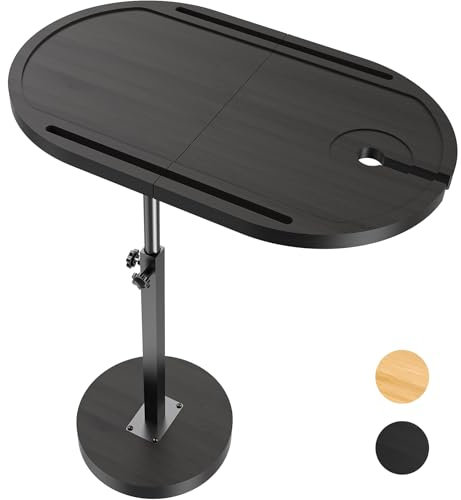 NiHome Bambus Groß Schwenkbar TV Tablett Tisch mit Verdickter Stabiler Kippsicherer Basis, Höhenverstellbar Couch Beistelltisch Tablett 360° drehbar für Nachttisch Sofa Badewanne Seite Balkon (Schwarz