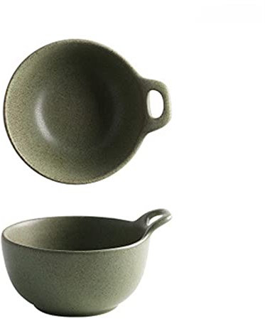 KOHARA Ensaladera Creativa Plato Verde Bronce con asa Vajilla de cerámica Plato de Pescado Largo para el hogar Sopa Filete Ensaladera Plato Postre Tazón Postre Snack Tazones para servi