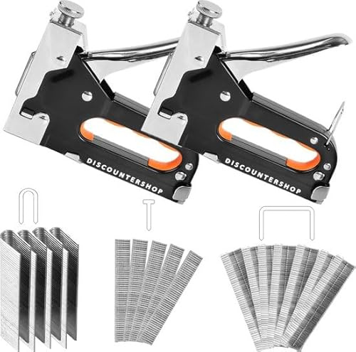 Heftpistole Set, 2 Stück Handtacker mit 3 Arten von Heftklammern, 12-6,3mm 11-8mm 10-2mm, Ideal für Polster Dekoration Zimmerei und Möbel, 15.5x2x13.5cm