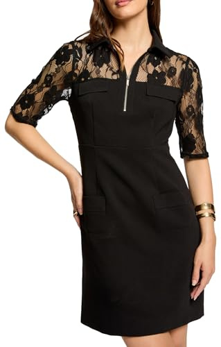 MORGAN 242-RPIKOU Robe, Noir, 34 Femme