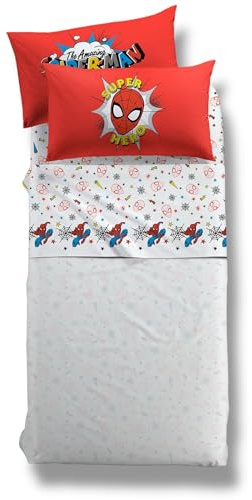 Completo Lenzuola Letto Marvel Caleffi Spider Man Superhero in Cotone Singolo