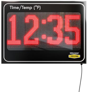 Yellow Safety®, Combo: Großes digitales Zeit- und Temperaturschild, 27,9 x 38,1 cm, Schwimmbaduhr