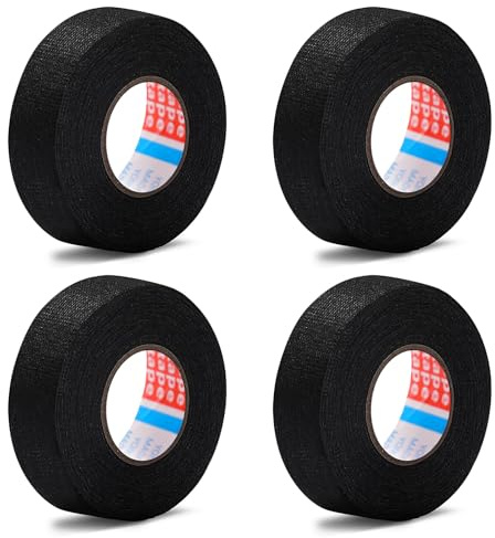 XdealCozyxc 4PCS Wiring Loom Tape for Car, Motorcycle, Electricals, Cloth Fabric Tape Heat Resistant Insulation(19mmx 15m)