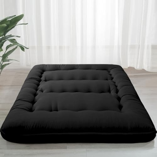 MAXYOYO 6 Thick Japanese Floor Mattress Futon Mattress, Foldable Tatami Pad for Adults, Roll Up Floor Bed for Guest Room Bedroom RV, Black, Twin