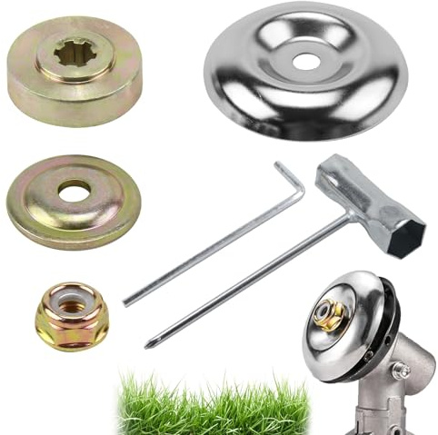 6 Stück Rasenmäher Ersatzteile Dauerhaft Teile,Rasenmäher Blade Adapter Kit Universal Metall Freischneider Zubehör, Getriebe Strimmer Teile mit Kragen Mutter und Blade Adapter, Geeignet für Motorsense
