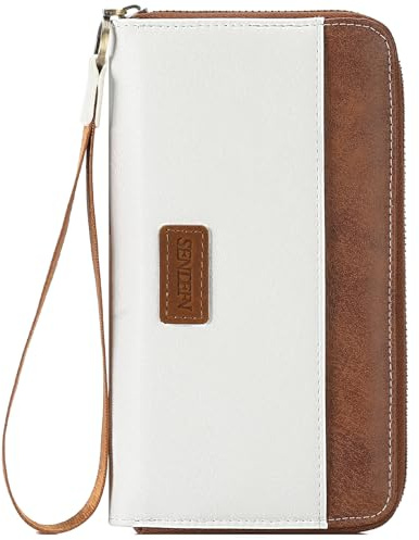 SENDEFN Porte Feuilles pour Femme, Portefeuille Femme Cuir avec Protection RFID, Long Porte Monnaie Femme avec Plusieurs Emplacements pour Cartes et Bracelet
