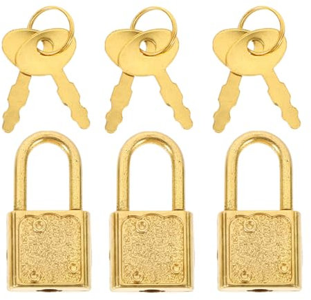 GLSTOY 3pcs Small Vintage Padlock Locks with Keys for Pirate Treasure Chest Box Latch, Decorative Wooden Jewelry Box Buckle Accessories for Boys and Girls’ Toy Storage